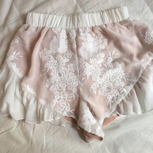 NUDE Sheer Embroidered Flowy Shorts
